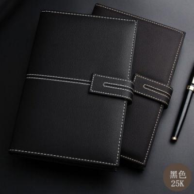 得力(deli)25K120张荔枝纹磁扣皮面本办公用品 商务记事本日记本工作笔记本子文具 黑色3343
