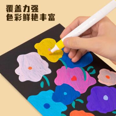 得力(deli)丙烯三角杆马克笔 单头水性彩笔芯 防水手绘diy丙烯颜料绘画叠色儿童美术专用 HM922